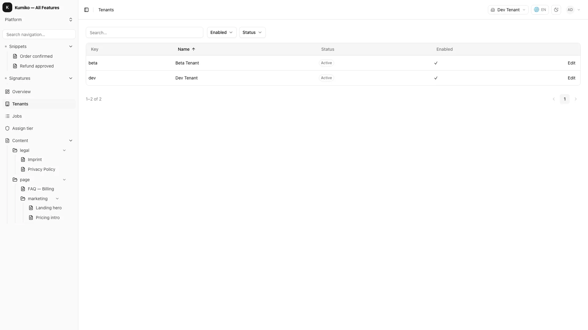 Tenant Isolation (TenantDb)